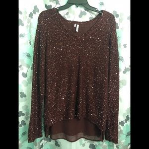 Maurices Sequin Maroon Sweater